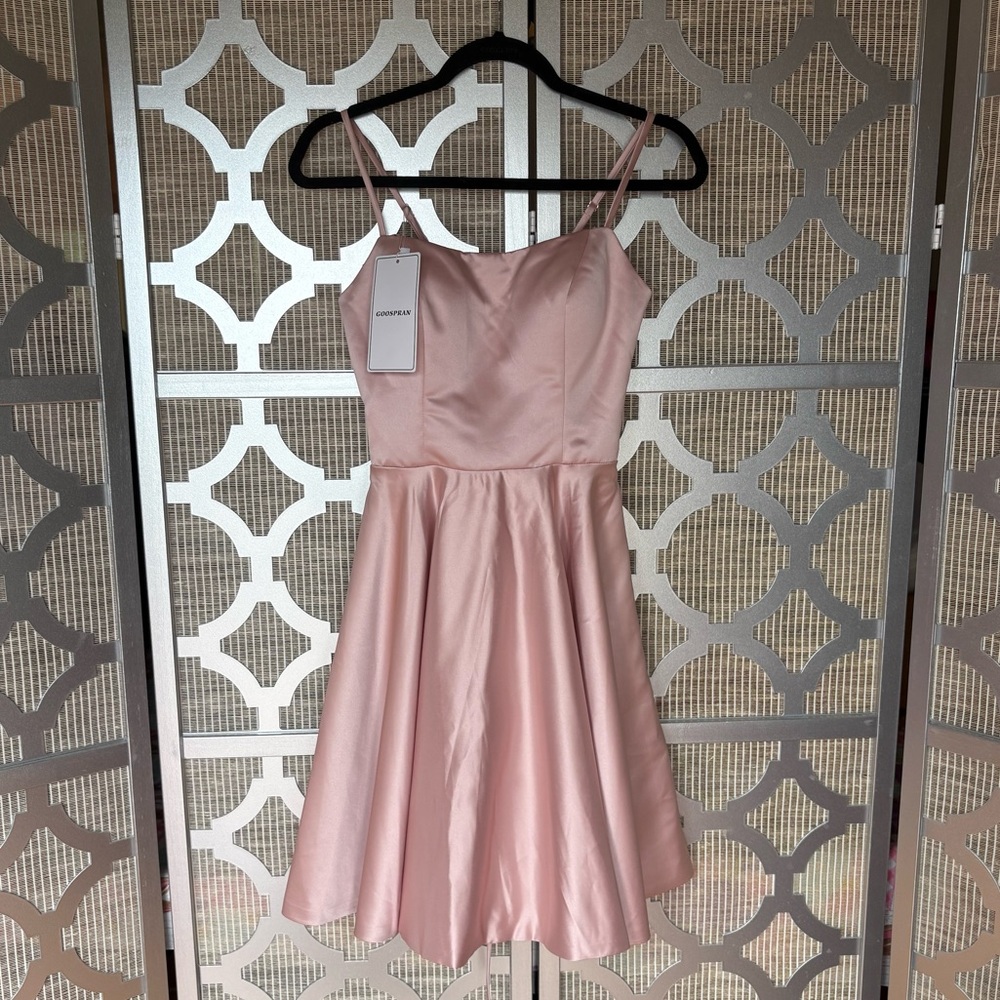 NWT Elegant Pastel Pink Spaghetti Strap Dress